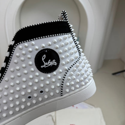 Christian Louboutin High-Top Louis Flat Spikes "Black-White"