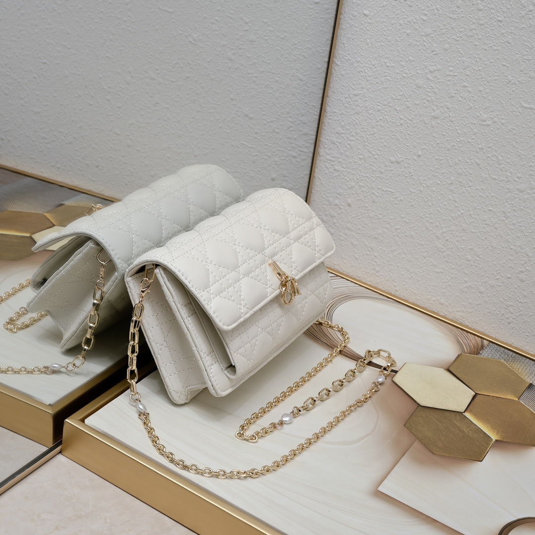 Dior My Dior Daily Pouch with Chain "Latte Cannage Lambskin"