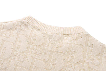Dior Oblique Sweater "Ecru Cotton-Blend Jersey"