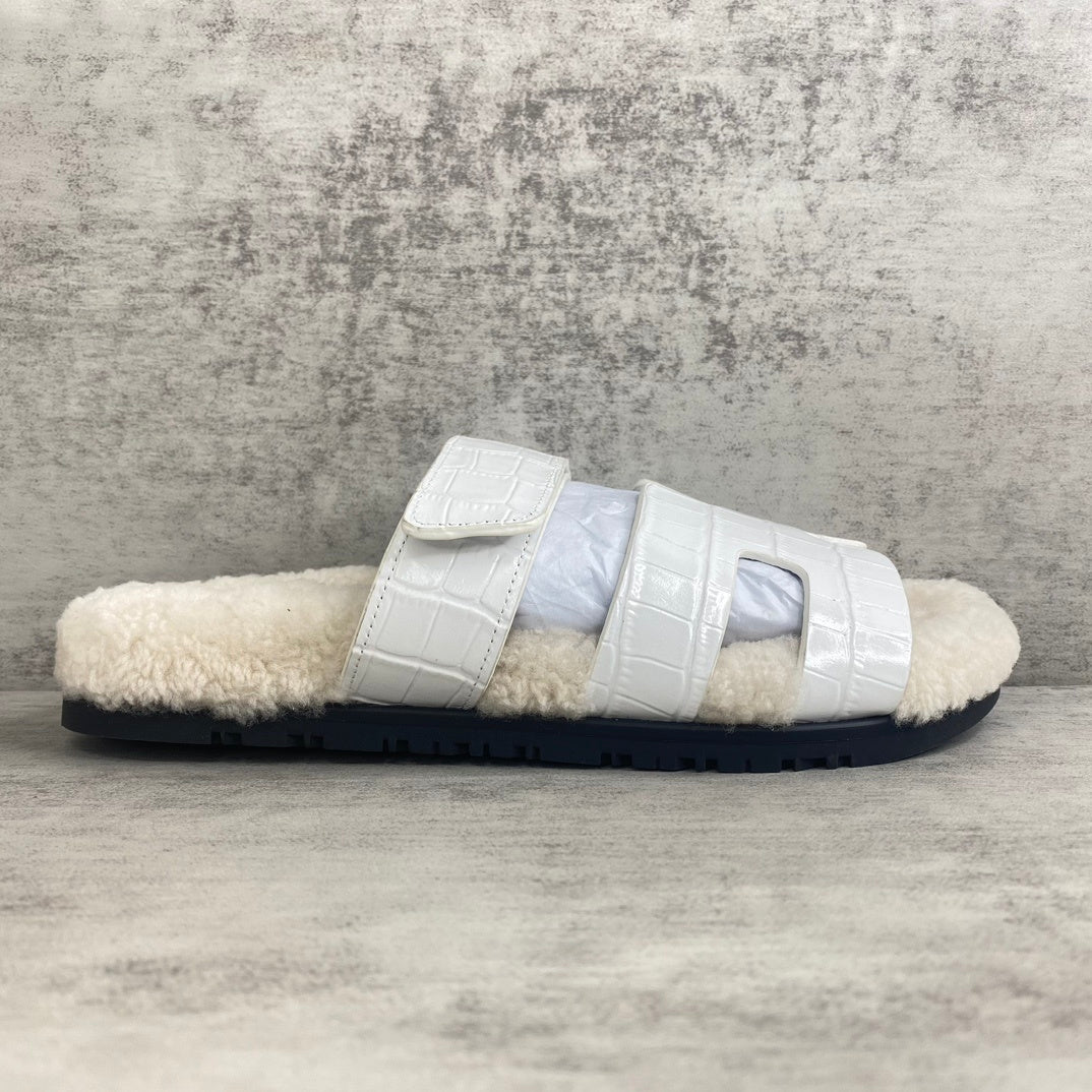Hermes Chypre Sandals "White Crocodile Pattern"