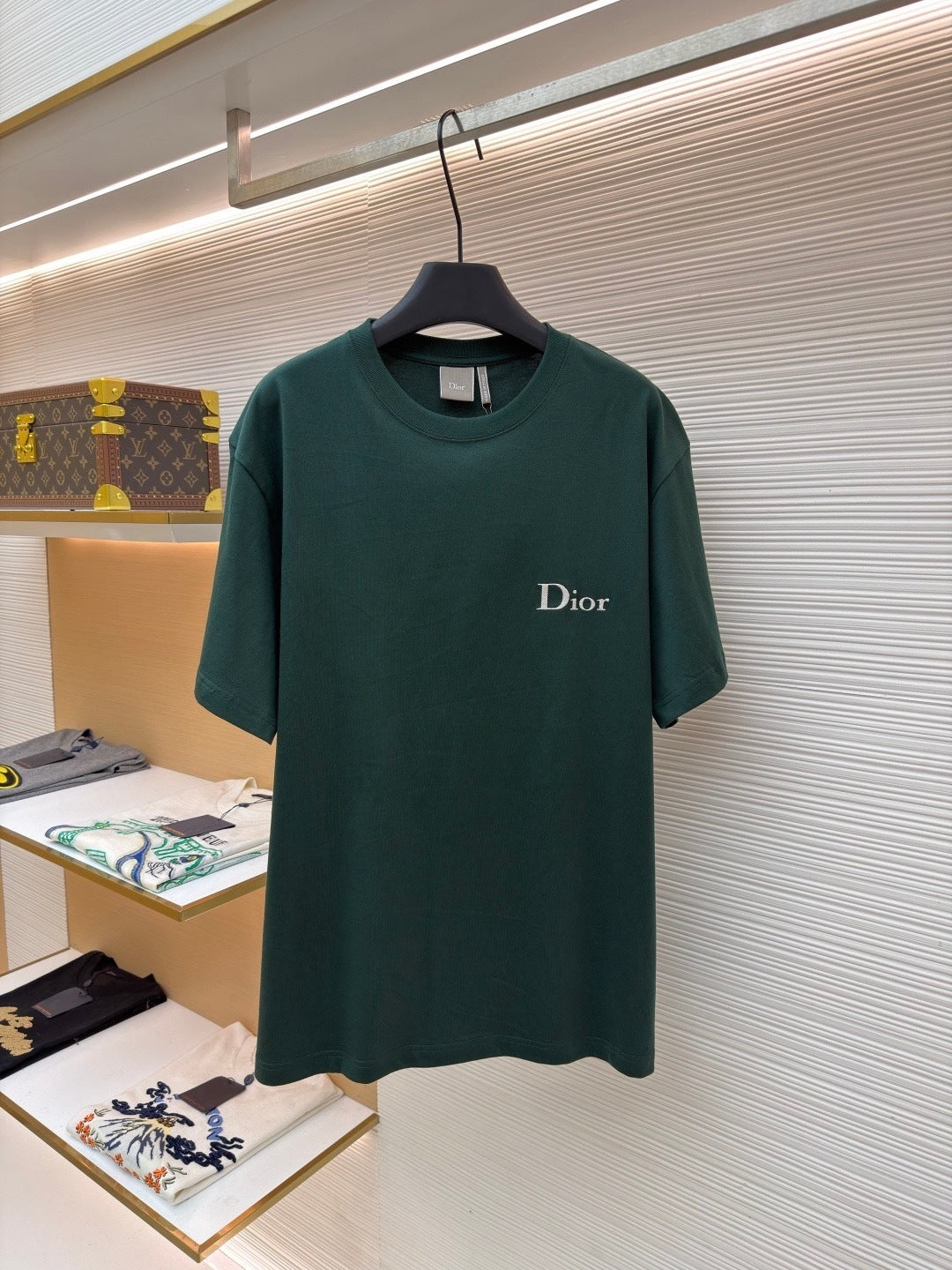 Dior T-Shirt with Dior Embroidery "Green Cotton Jersey"