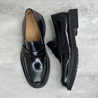Dior Leather Loafers Strap "Black"