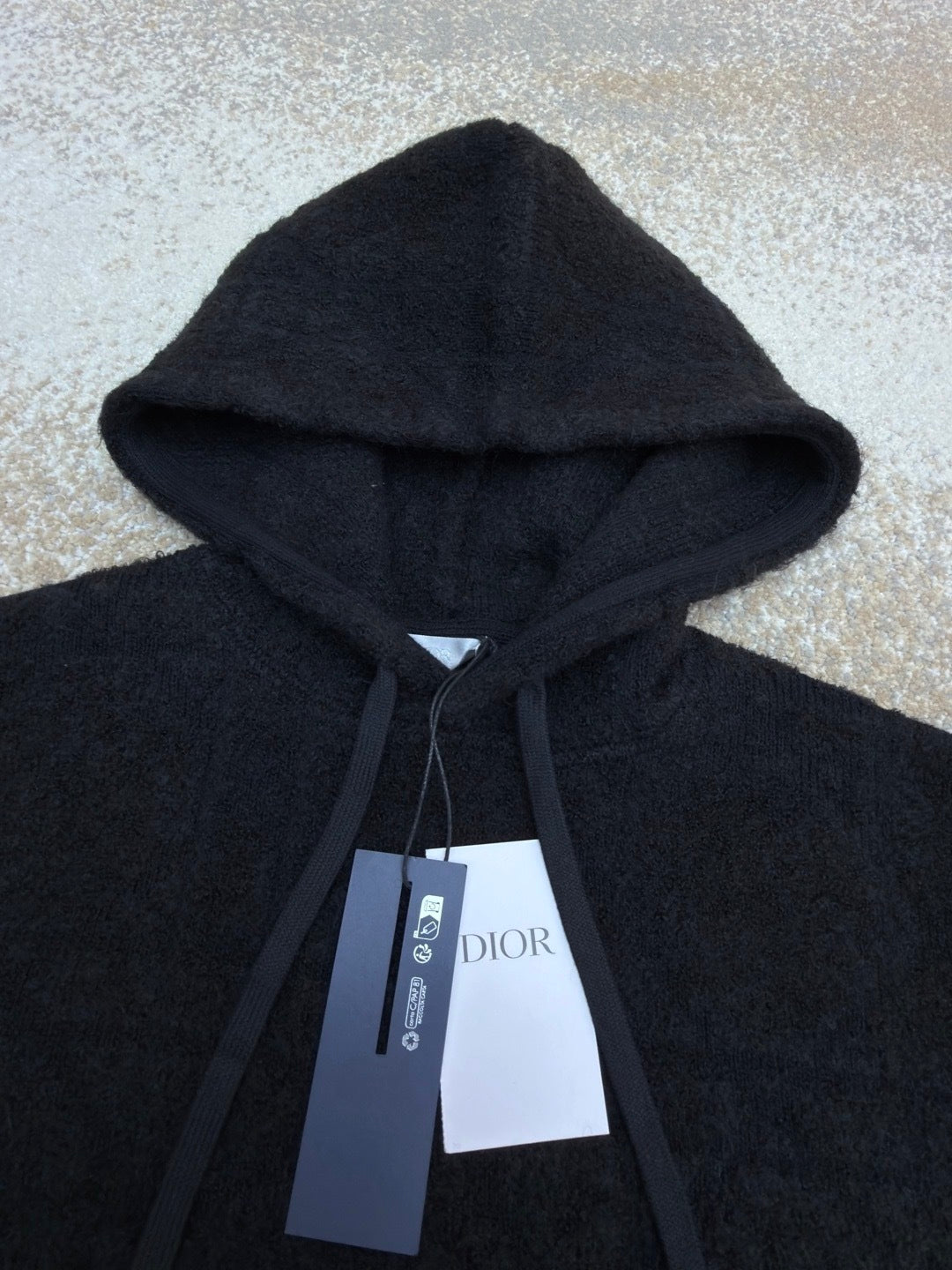 Dior Cannage Hooded Sweatshirt "Black Cotton and Wool Blend Knit"