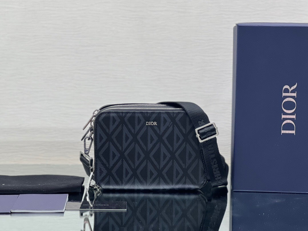 Dior CD Diamond Zipped Pouch with Strap