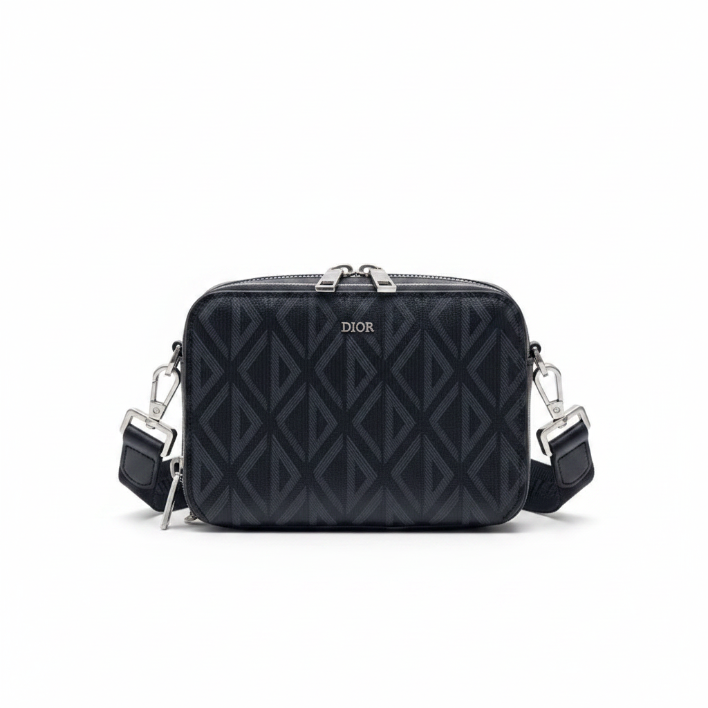 Dior CD Diamond Zipped Pouch with Strap