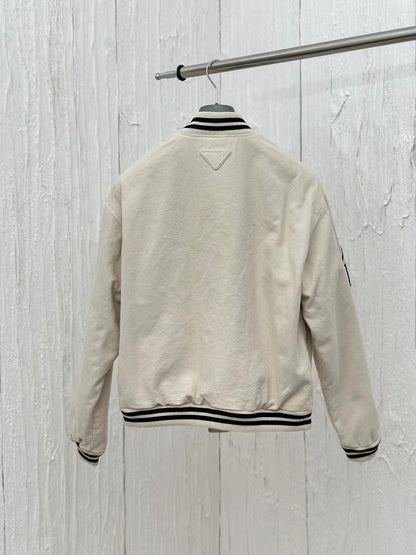 Prada Canvas Varsity Bomber Jacket "Ivory"