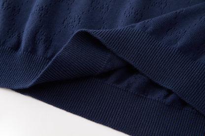 Gucci GG Pointelle Cotton Silk Polo Shirt "Blue"