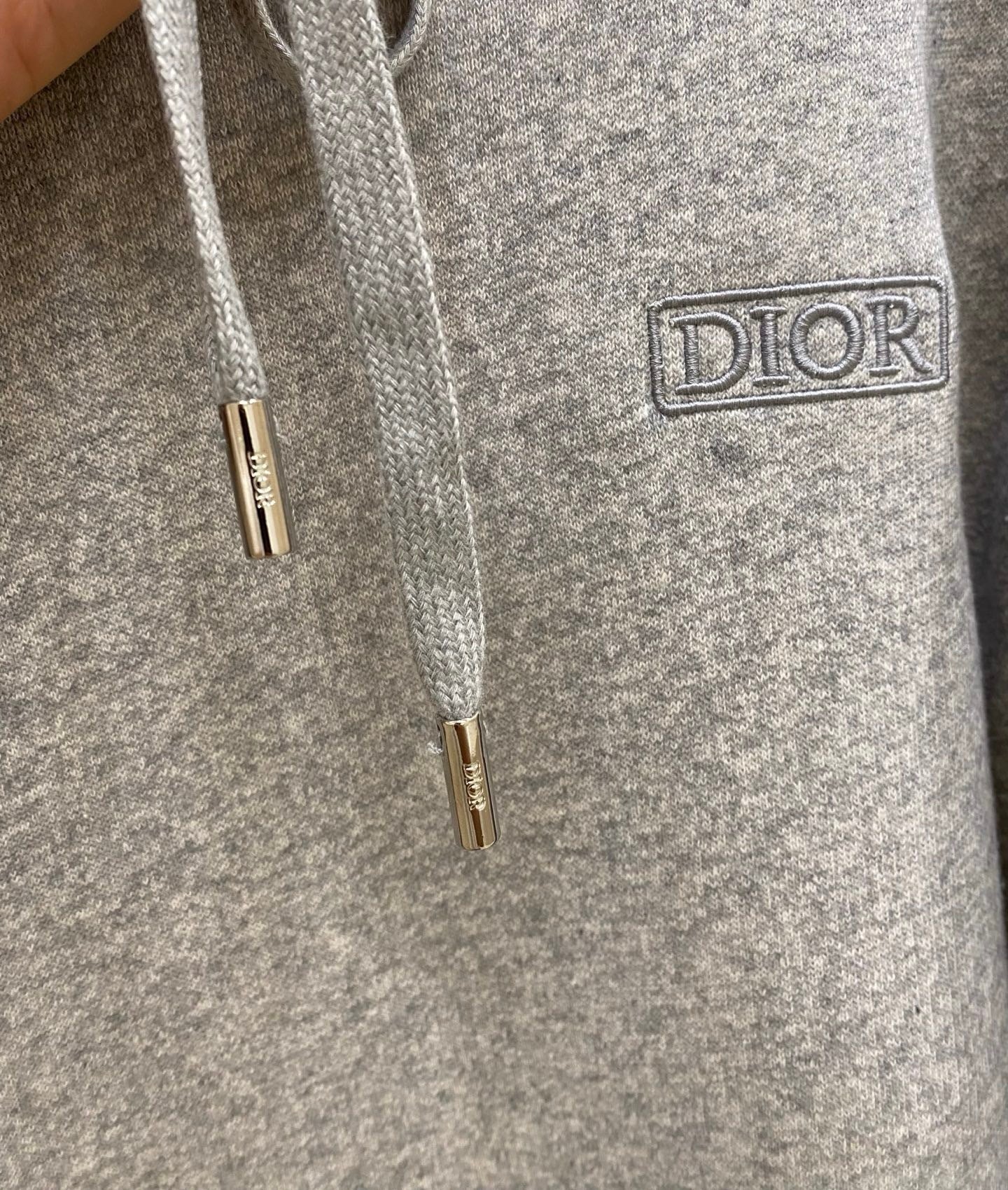 Dior Icons Hooded Sweatshirt "Gray Heathered Cashmere  and Cotton Blend Fleece"