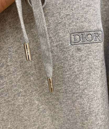 Dior Icons Hooded Sweatshirt "Gray Heathered Cashmere  and Cotton Blend Fleece"