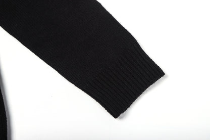 Moncler Black Embroidered Logo Wool Sweater "Black"