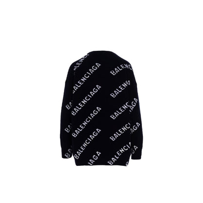 Balenciaga All-Over Logo Sweater "Black-White"