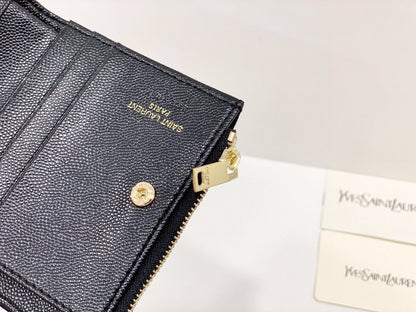 Yves Saint Laurent Bi-Fold Cassendre Wallet Gold