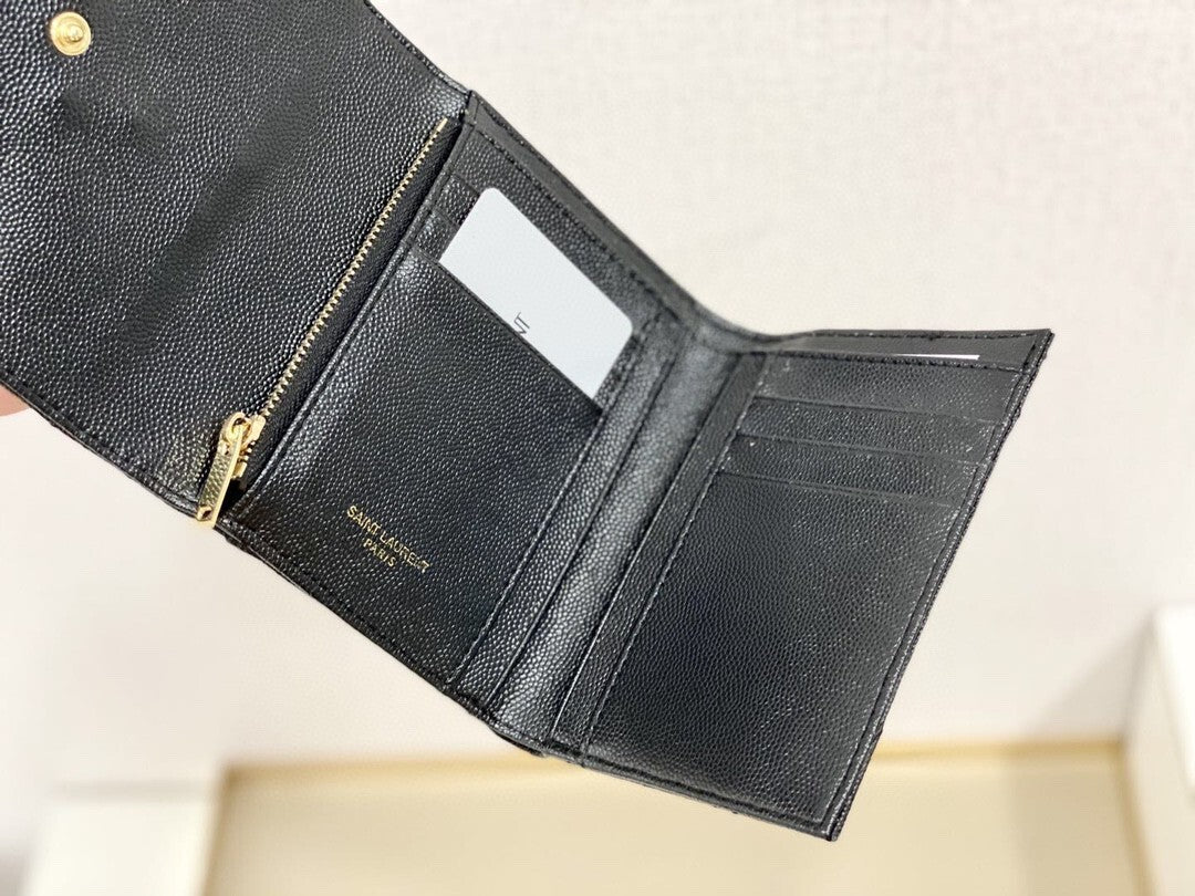 Yves Saint Laurent Compact Flap Cassendre Wallet Silver