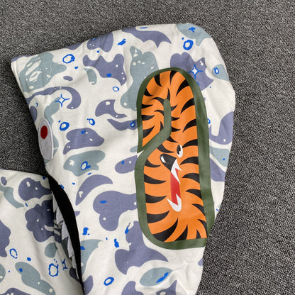 BAPE Space Camo Shark Full Zip Double Hoodie "White Multi"