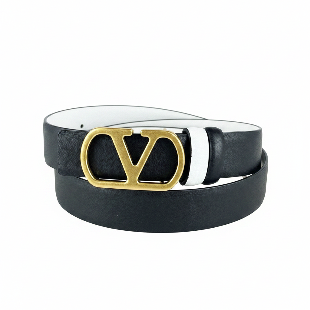 Valentino VLogo Signature Reversible 30mm Leather Belt "Black" and "White"