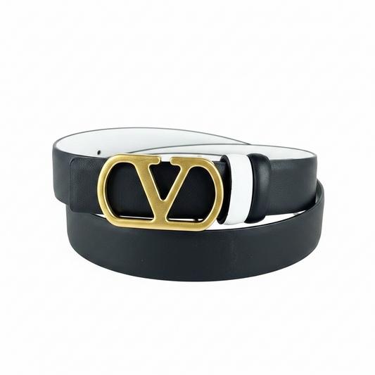 Valentino VLogo Signature Reversible 30mm Leather Belt "Black" and "White"