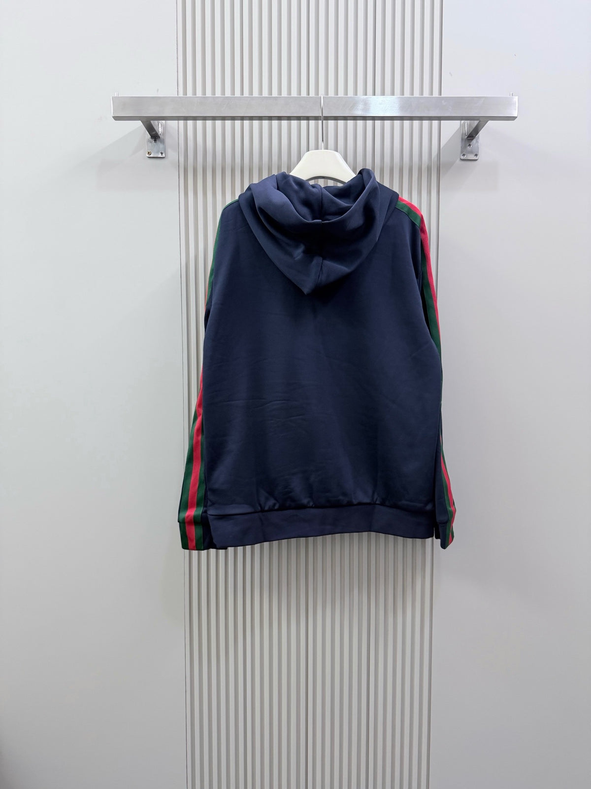 Gucci Silk Cotton Jersey Zip Jacket with Web "Dark Blue"