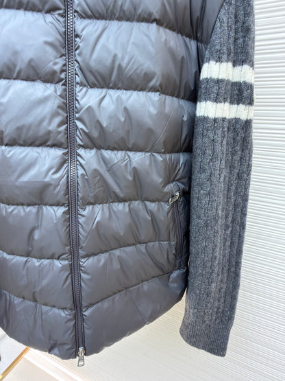 Moncler Padded Wool Zip-up Down Cardigan "Gray"