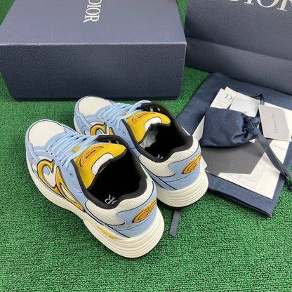 Dior B30 Countdown Sneaker "White Technical Mesh with Light Blue and Gold-Tone Technical Fabric"