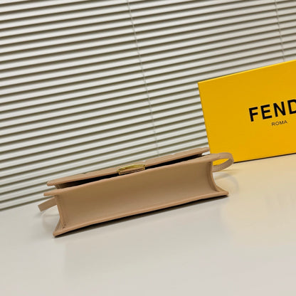 Fendi Tube Wallet On Chain "Light Brown Nappa Leather Wallet with FF Motif"