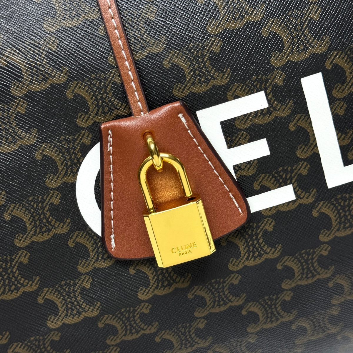 Celine Large Voyage Bag in Triomphe Canvas with Celine Print "Tan"