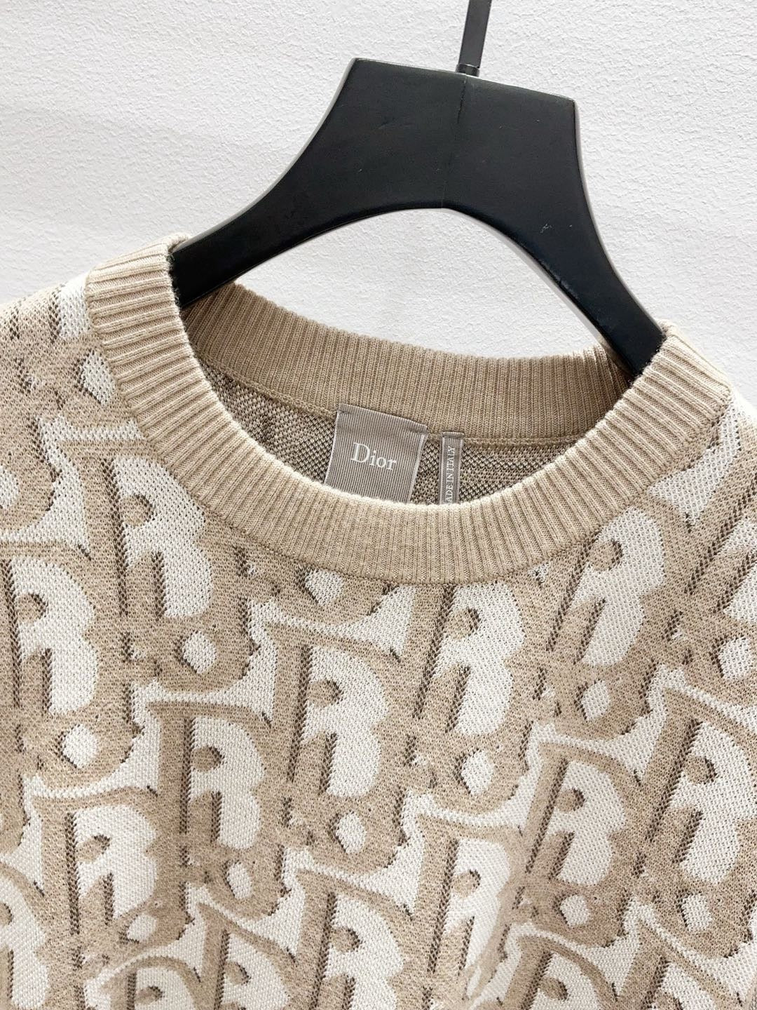 Dior Oblique T-Shirt "Beige Cotton-Wool-Silk Jacquard"