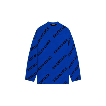 Balenciaga All-Over Logo Sweater "Blue-Black"