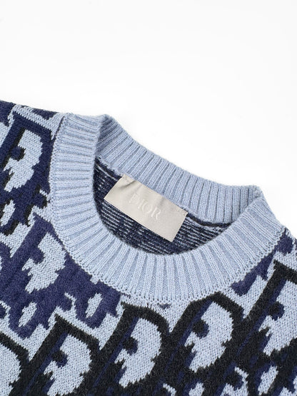 Dior Oblique Sweater "Blue Wool Jacquard"