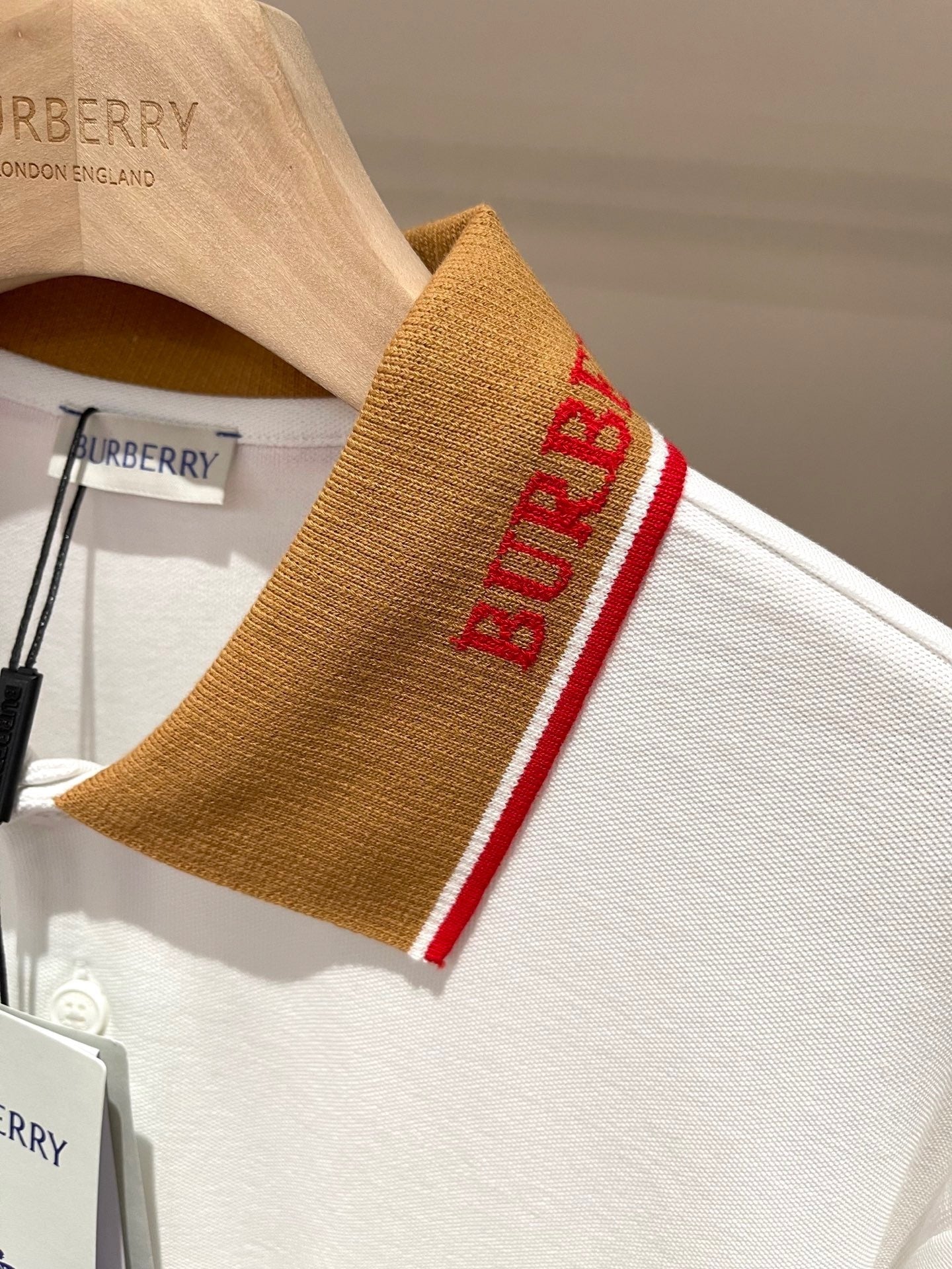 Burberry Logo Collar Cotton Polo Shirt "Chalk White"
