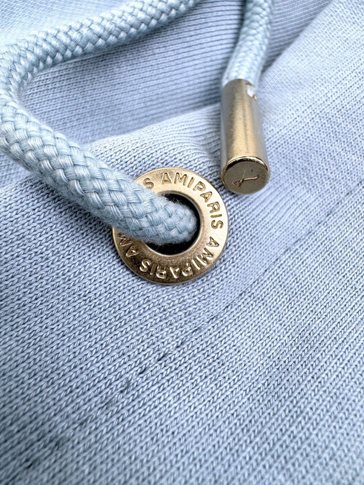 Ami Paris Zip-Up Hoodie "Sky Blue"