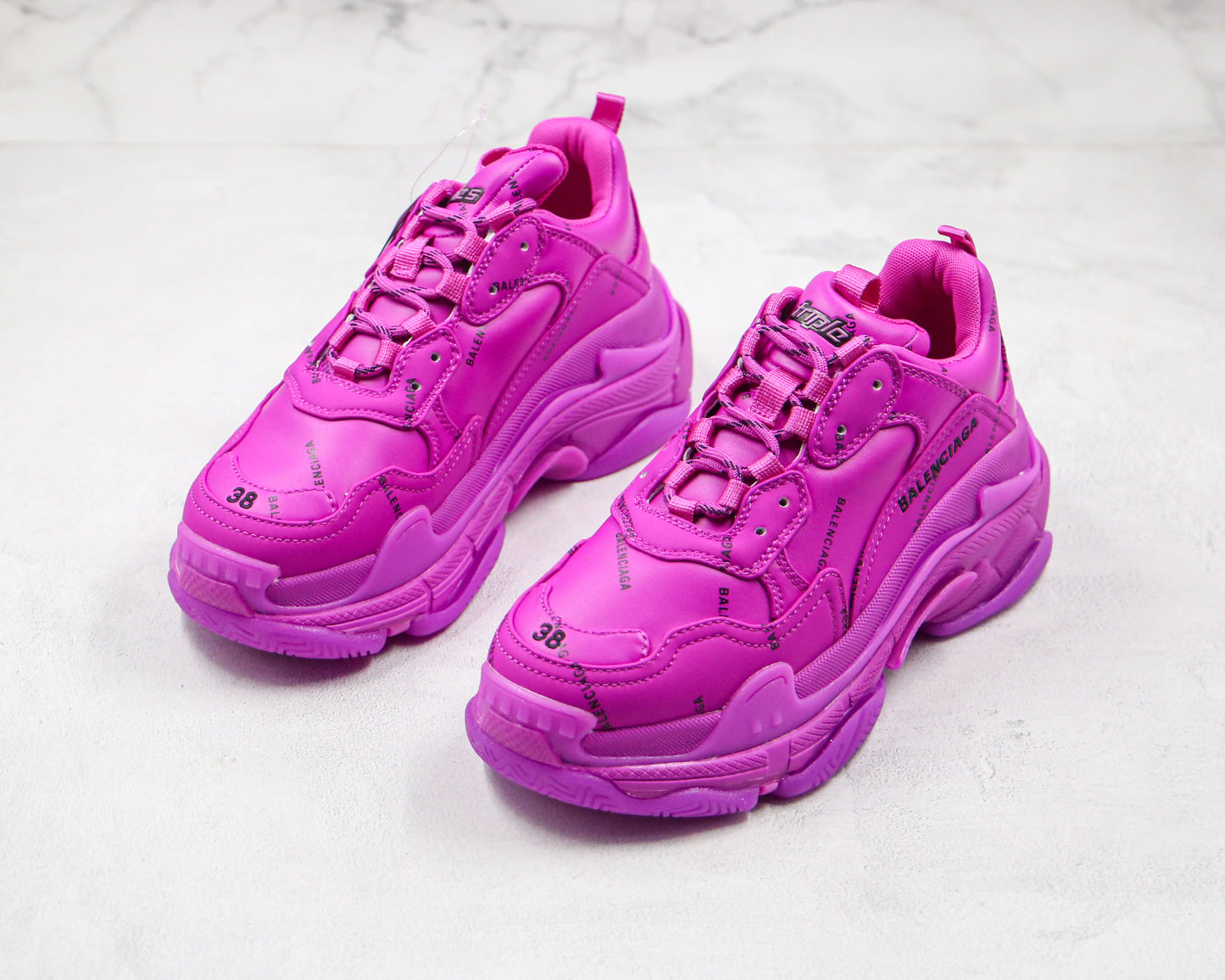 Balenciaga Triple S "Fuschia Pink-All Over Logo"