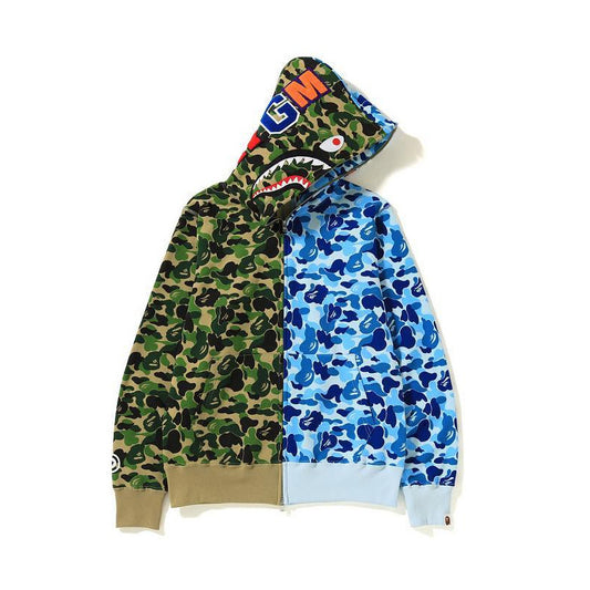 BAPE ABC Camo Separate Shark Full-Zip Hoodie "Green-Blue"