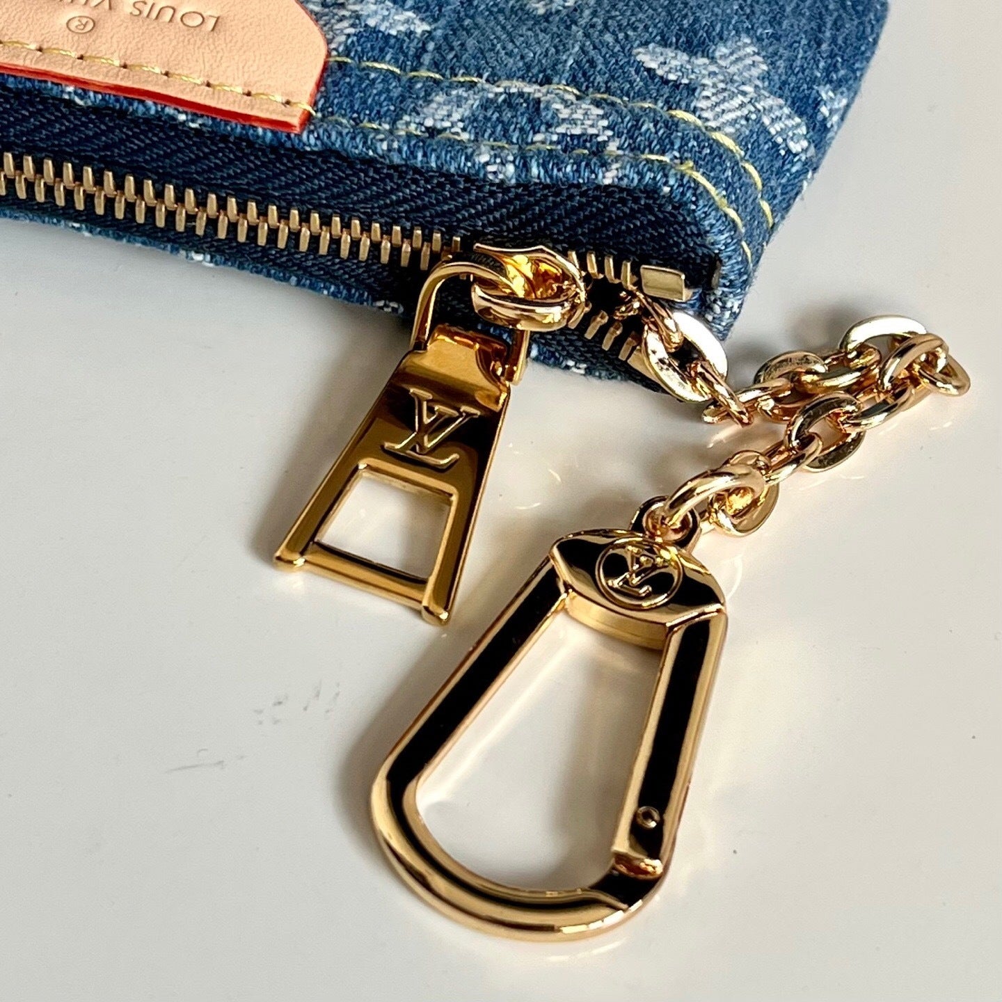 Louis Vuitton Key Pouch "Monogram Denim Blue"