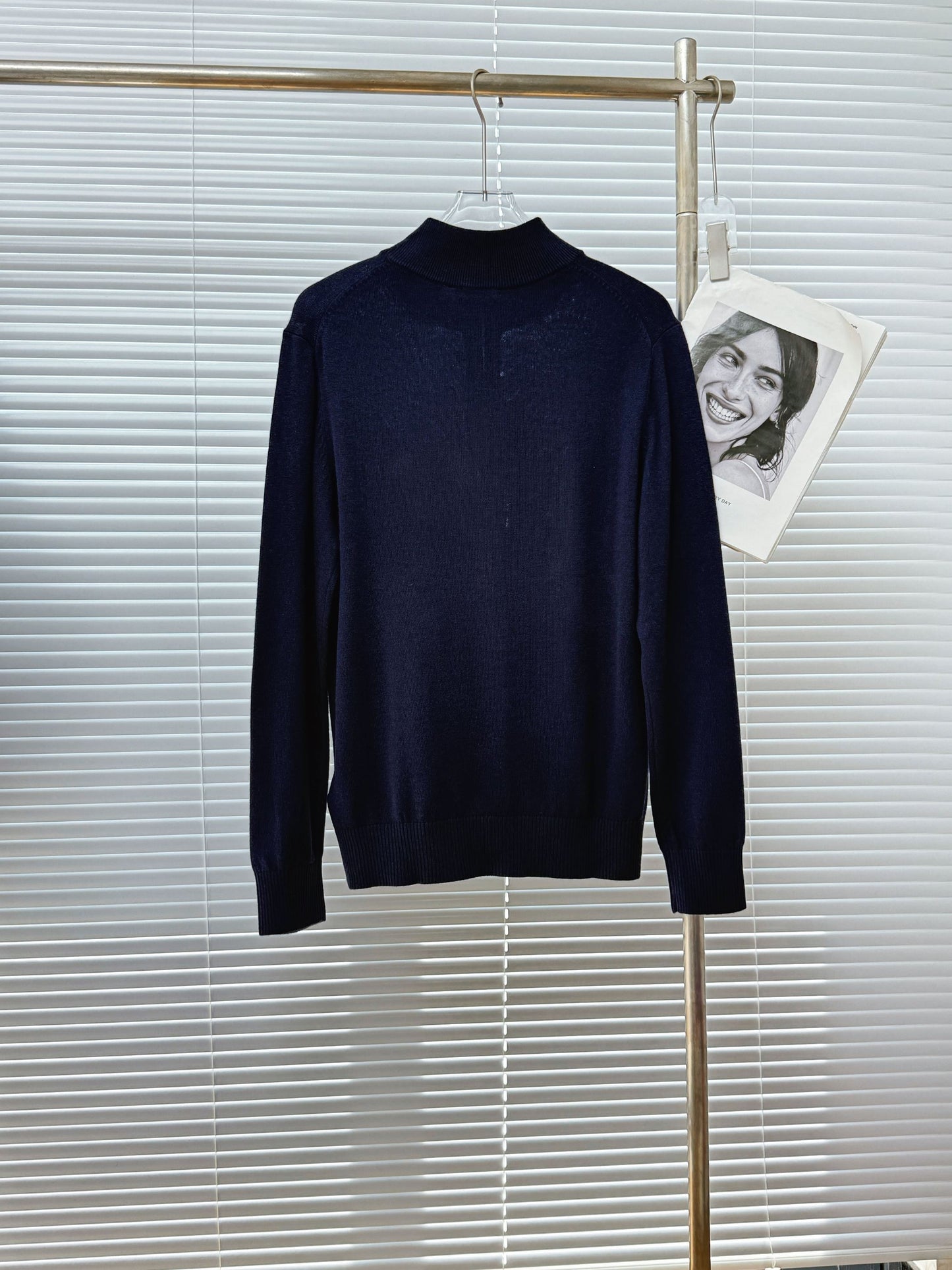 Burberry Cashmere Blend Half-Zip Sweater "Navy Blue"