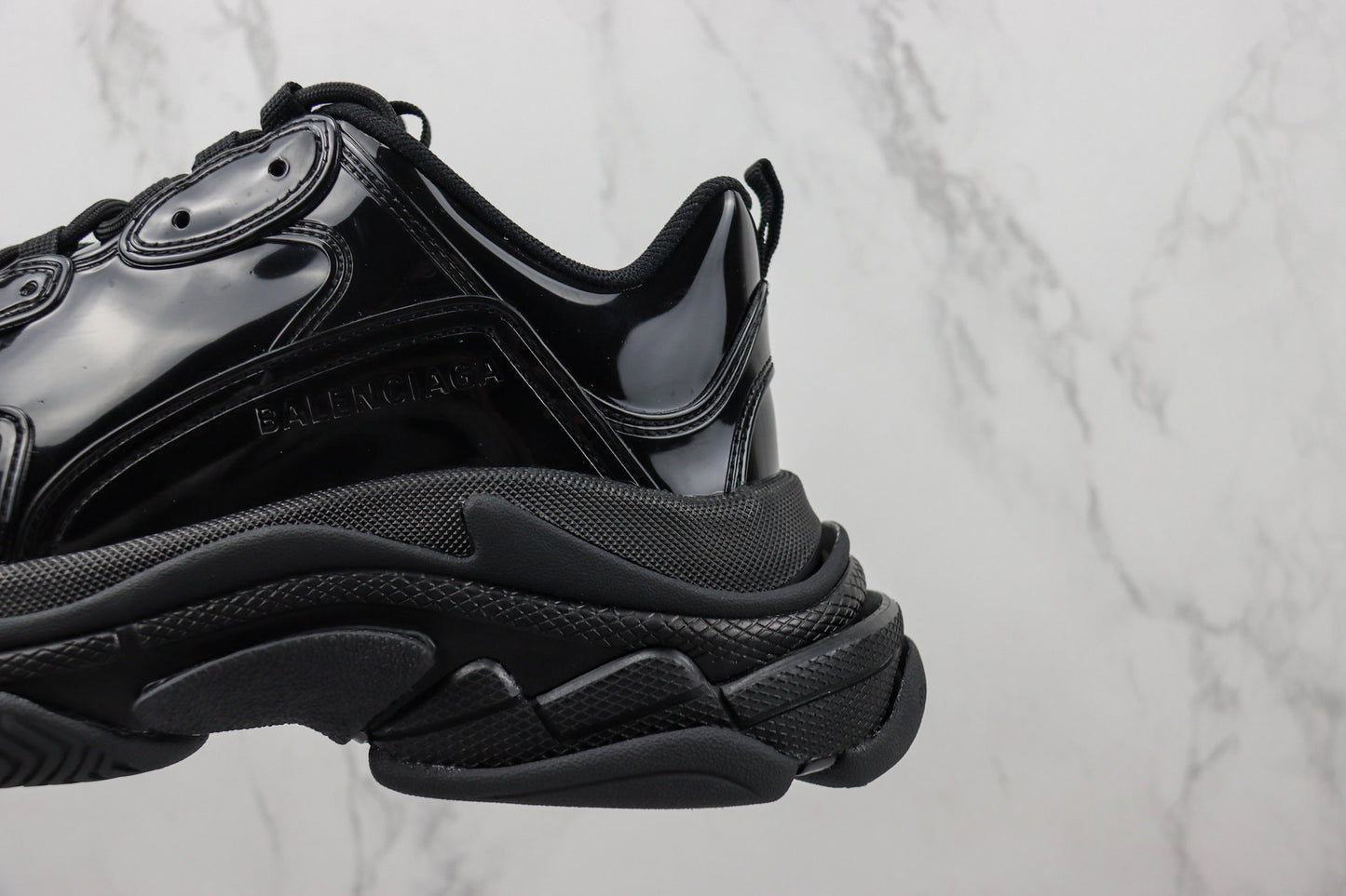 Balenciaga Triple S "Black Leather Gloss"