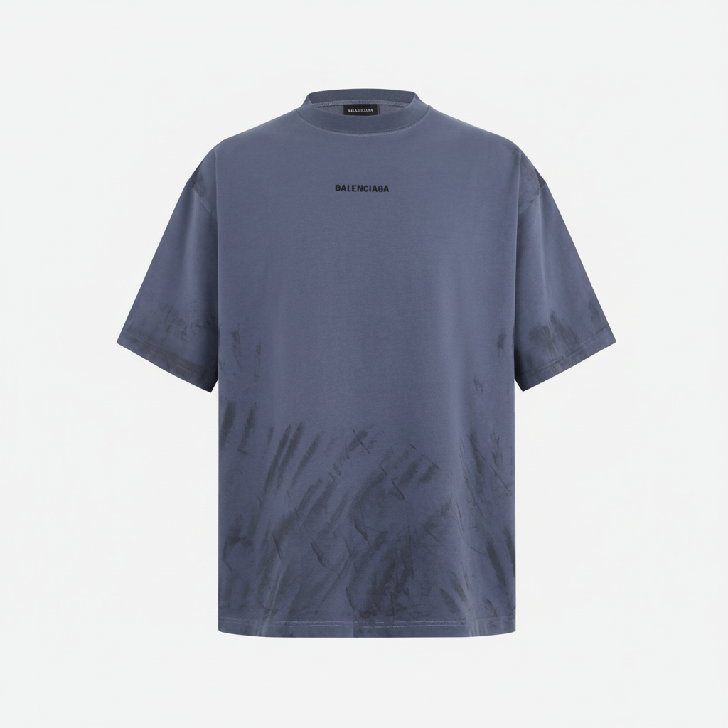 Balenciaga Back T-Shirt "Faded Dark Blue-Black"