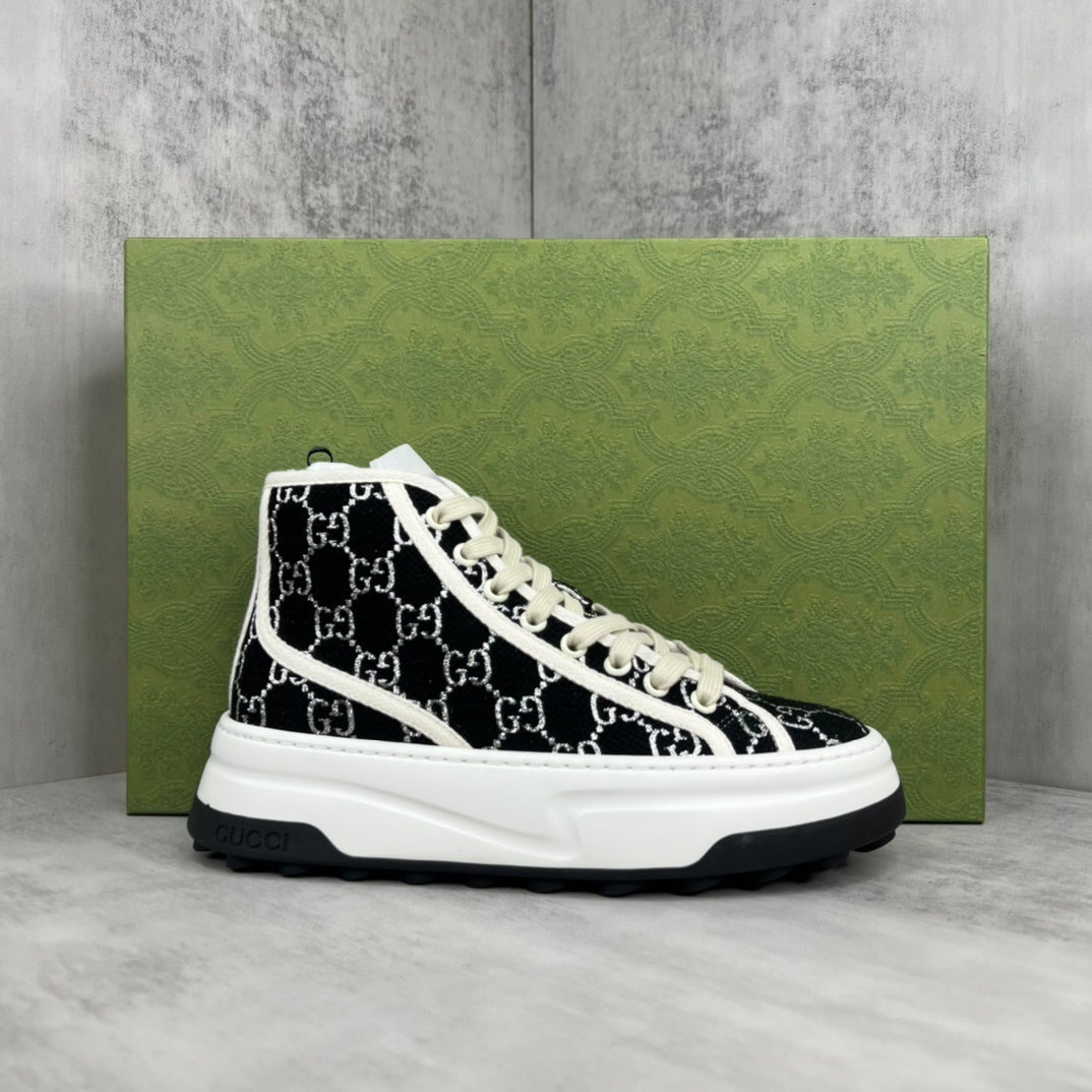 Gucci Tennis 1977 High-Top "Black-White Monogram"