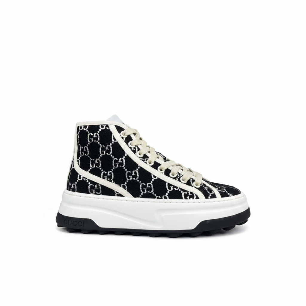 Gucci Tennis 1977 High-Top "Black-White Monogram"