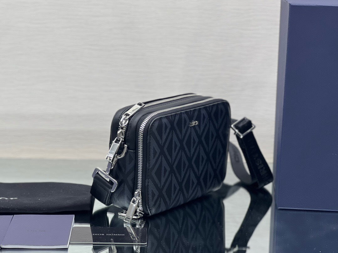 Dior CD Diamond Zipped Pouch with Strap