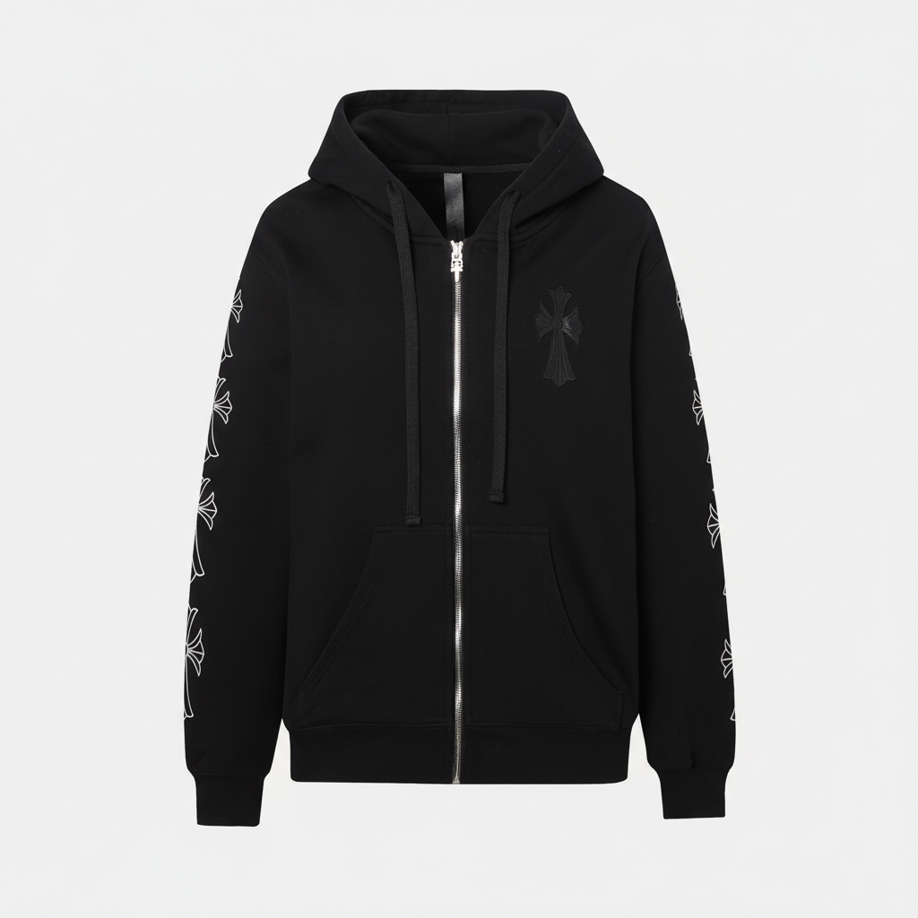 Chrome Hearts Zip-Up Hoodie "Black"