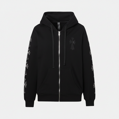 Chrome Hearts Zip-Up Hoodie "Black"