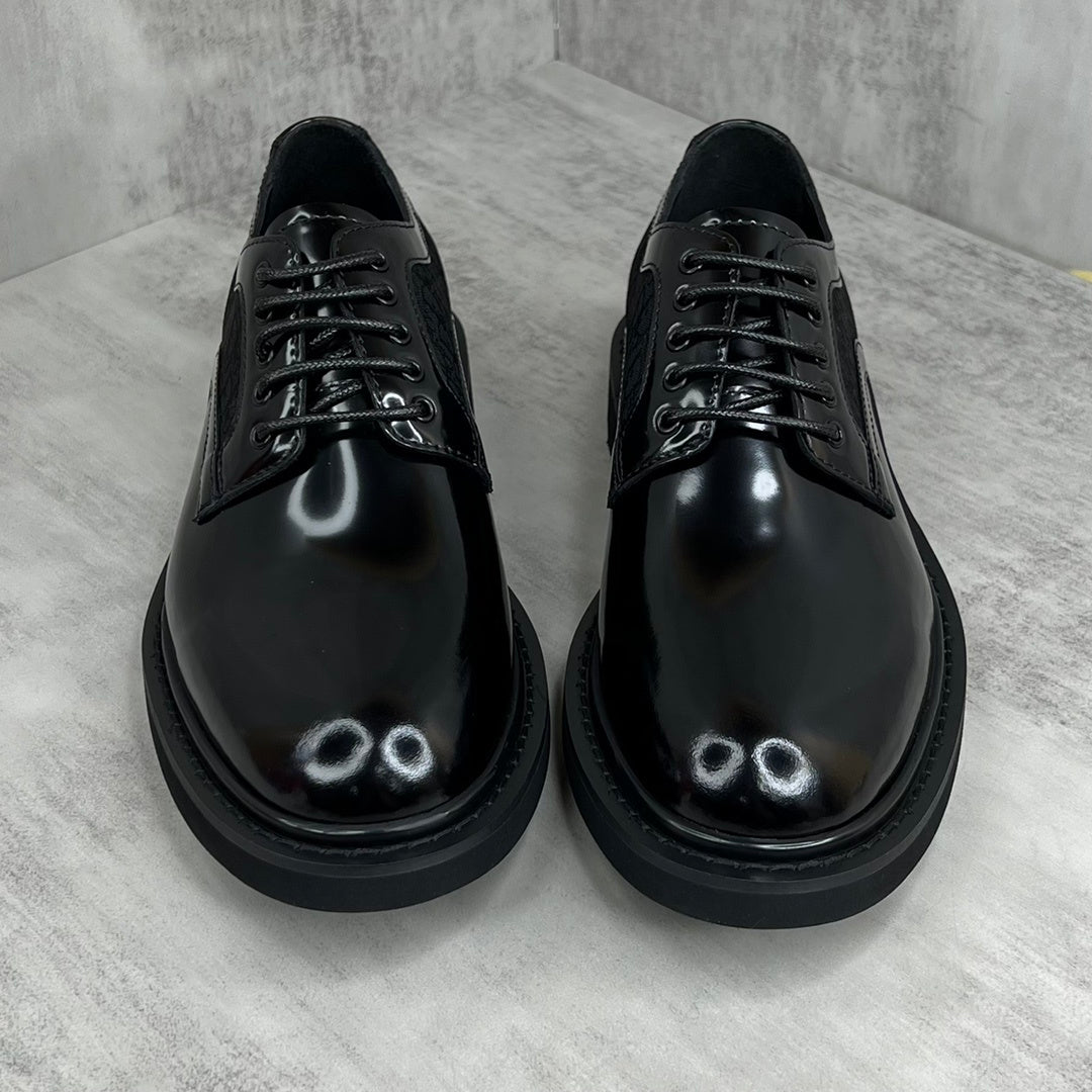 Dior Leather Derby Shoes "Black Motif"