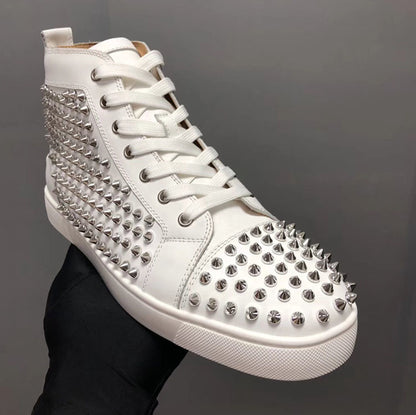 Christian Louboutin High-Top Louis Flat Spikes "White"
