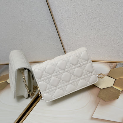 Dior My Dior Daily Pouch with Chain "Latte Cannage Lambskin"
