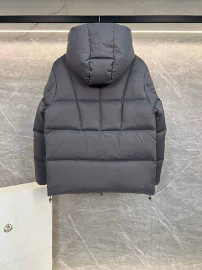 Moncler Fusain Hooded Short Down Jacket "Grey"