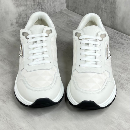 Prada Leather and Re-Nylon Sneakers "White"