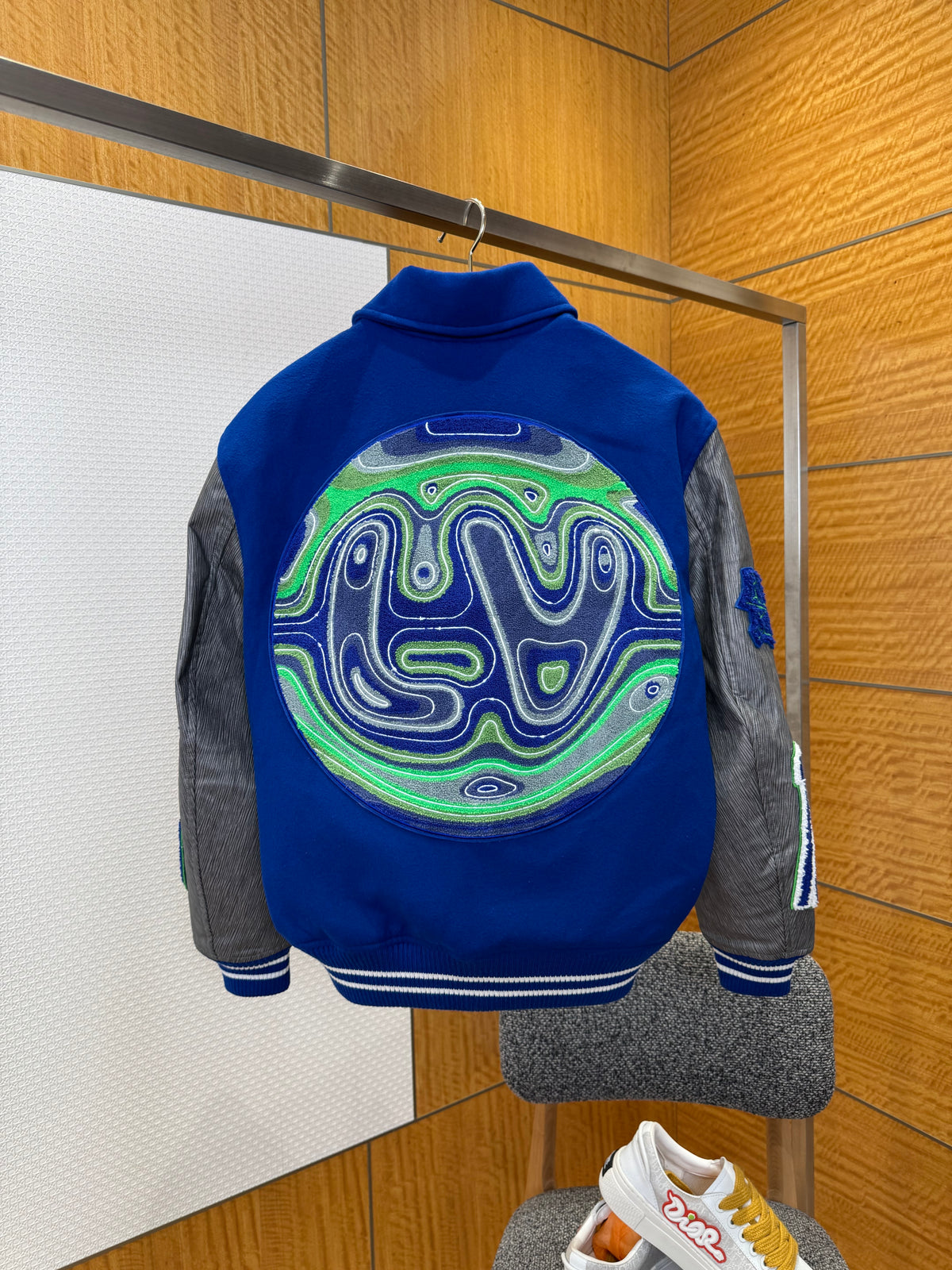 Louis Vuitton Embroidered Varsity Blouson "Grey-Blue"