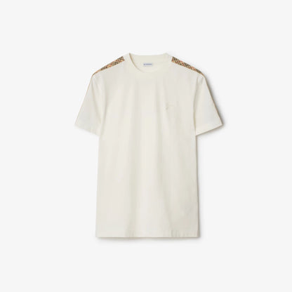 Burberry Check Trim Cotton T-Shirt "Chalk White"