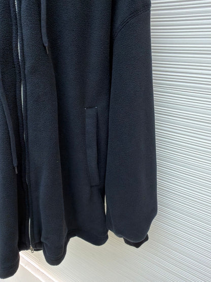 Balenciaga Loop Sports Icon Zip-Up Hoodie "Black"