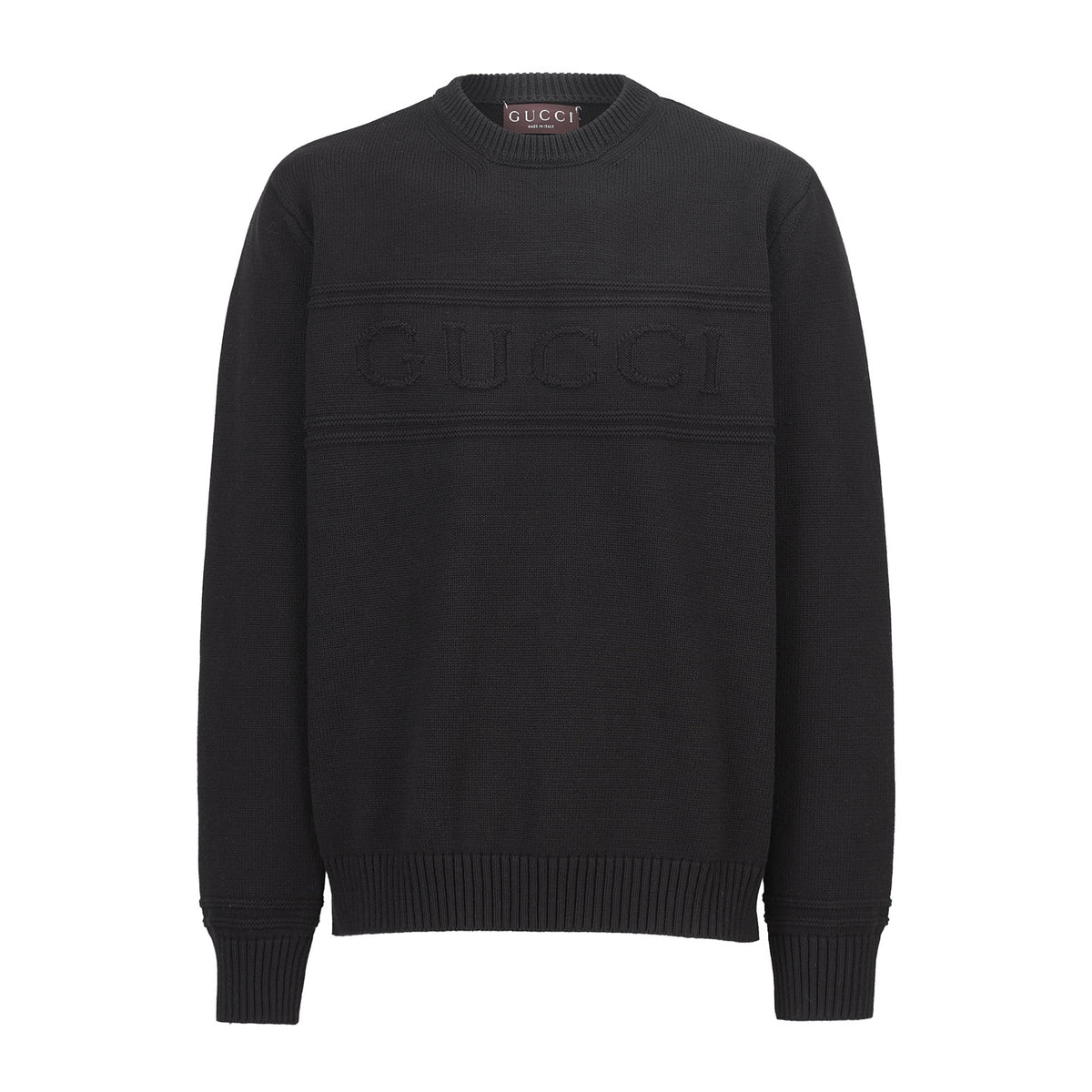 Gucci Knit Cotton Wool Sweater with Intarsia "Black"